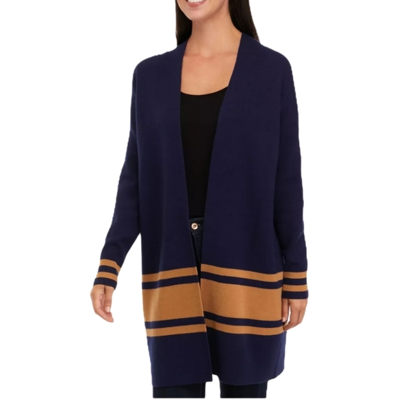 crown & ivy Sweaters - Crown & Ivy Navy and Tan Open Front Poncho, 4x